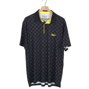 RSVLTS St. Andre Golf Polo Shirt Large Black Gray Check Breakfast Balls